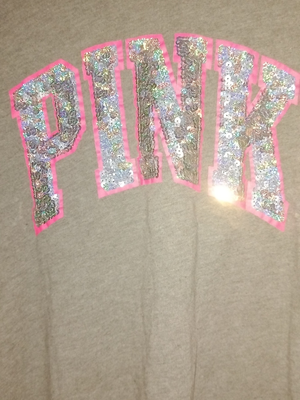 PINK Victoria's Secret Gray Sweatshirt with Sequin Logo - Oversized XS - Picture 3 of 6